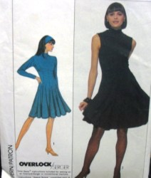 8572 1988 STRETCH KNIT FLARE SWING DRESS SLVS OR NOT PATTERN 14